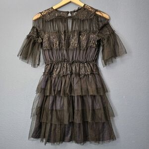 Zara • Lace & Mesh Tiered Dress
